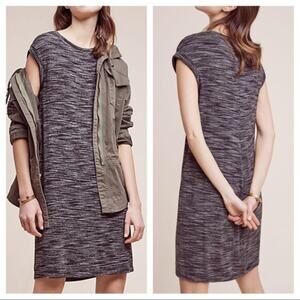 Cloth & Stone Shirt Dress Women M Melange Short Sleeve Soft Grey Heather Knit